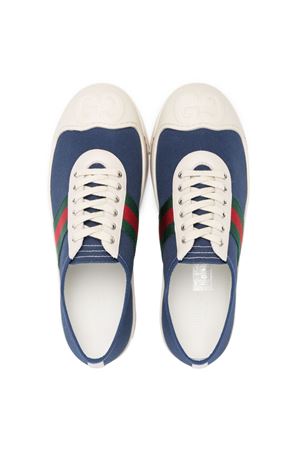 blue leather sneakers GUCCI KIDS | 772411FACY74256